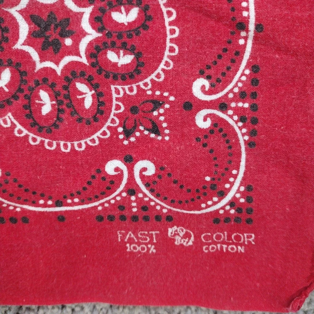 Vtg 50s 60s Elephant Trunk Up Bandana Indigo Red Selvedge Cotton Workwear #1840